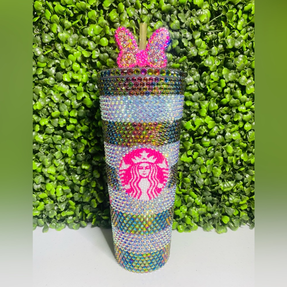 Starbucks custom bling tumbler, I made it, it is new, glass rhinestones.